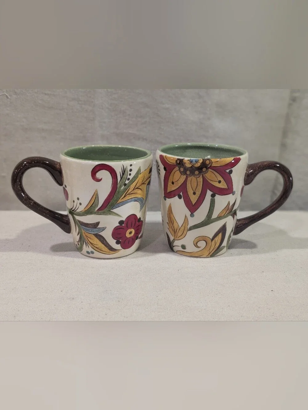 Pier 1 Imports Carynthum Earthenware Coffee Mugs Set of 2 Discontinued Retired
